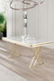 Hanah Home Mesa de Comedor Vals Mármol Blanco y Dorado
